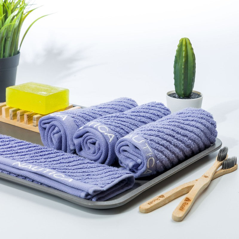 Nautica Dove Cotton Hand & Face Towel (Blue) - Set Of Four media 3
