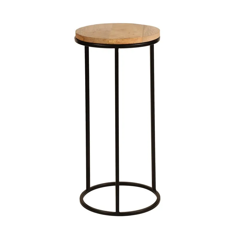 Wooden Top Base Aluminum Side Table - Large media 3