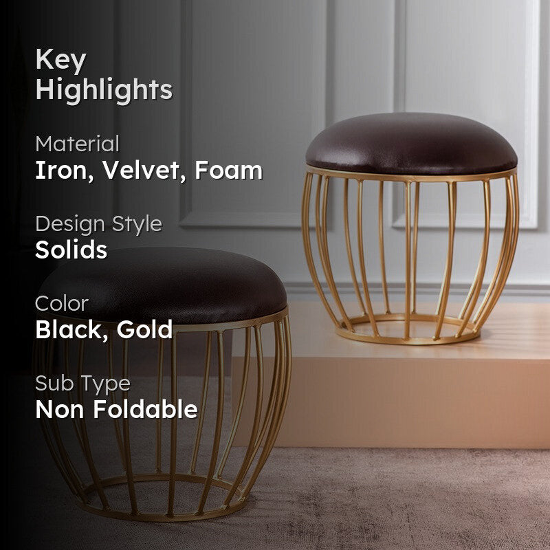Candace Velvet Stool (Black) - Set Of Two media 2