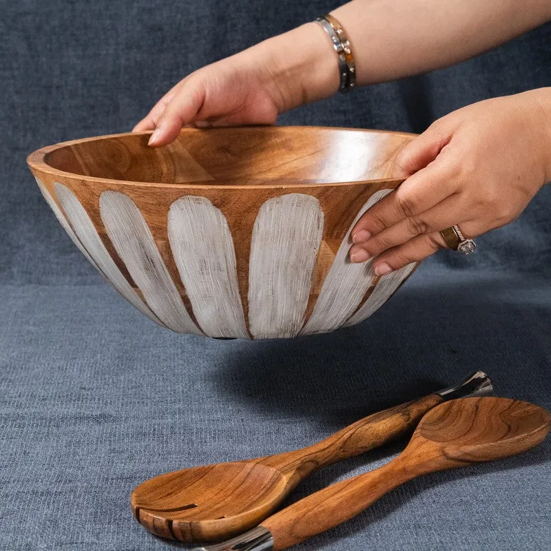 Rustic Distress Wood Salad Bowl with Serving Spoons (1750 mL) - Three Piece Set media 7