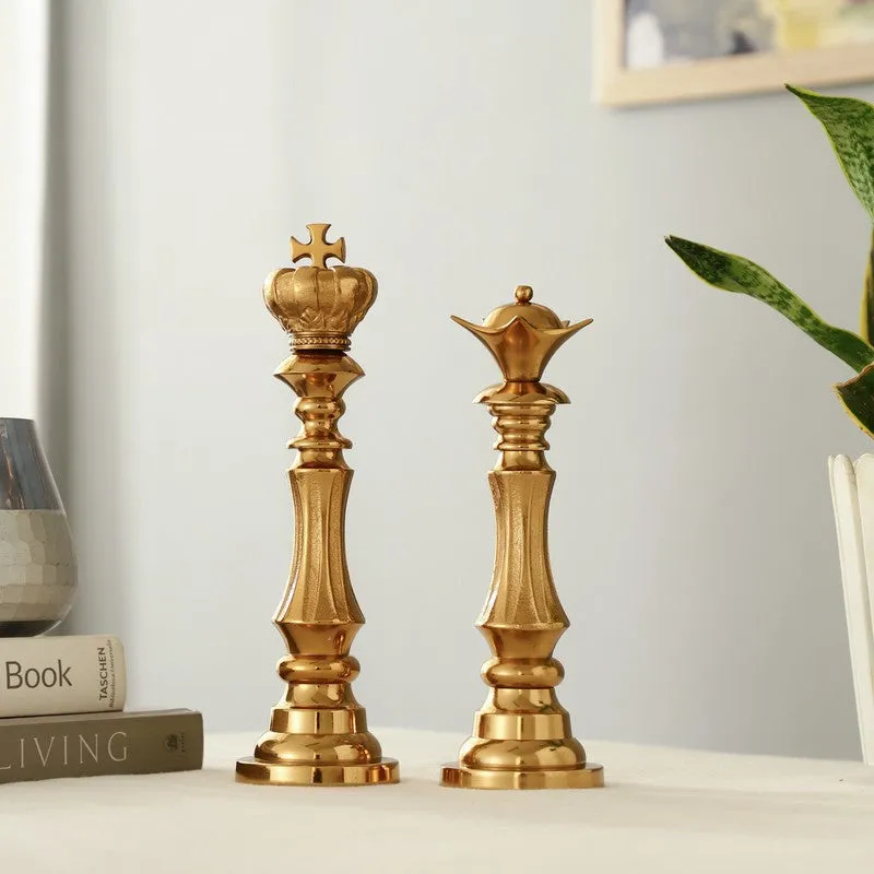 Maison King and Queen Decorative Showpiece (Gold) - Set Of Two media 1