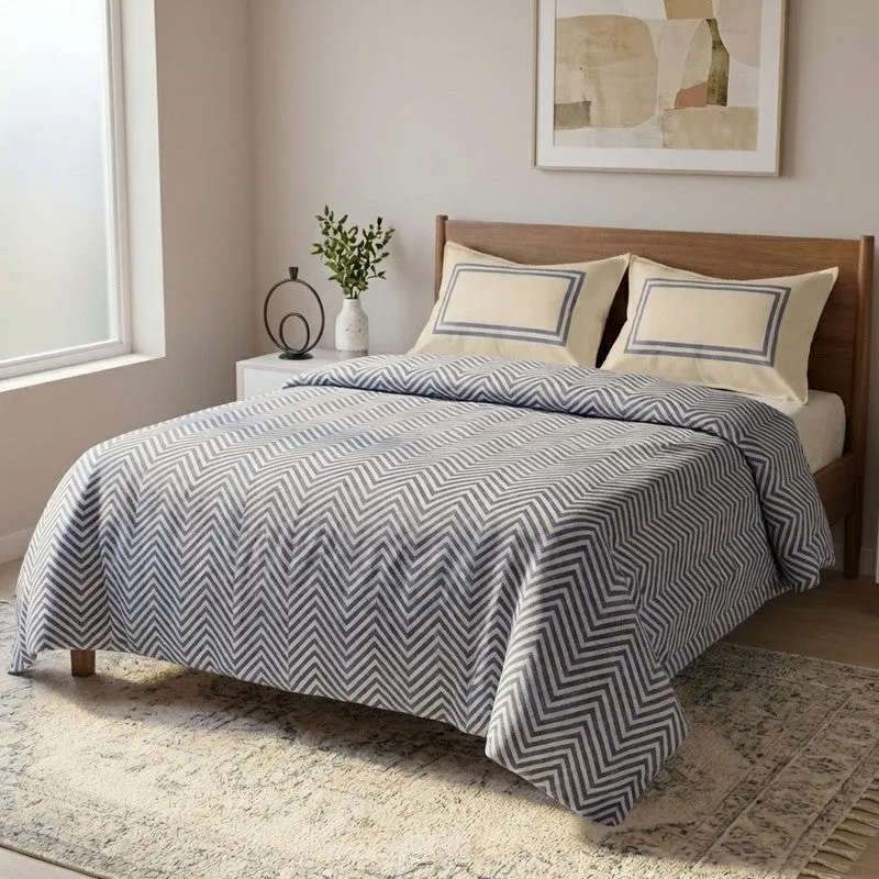Wave Whisper Cotton Bedsheet (Blue) - 224 TC media 1