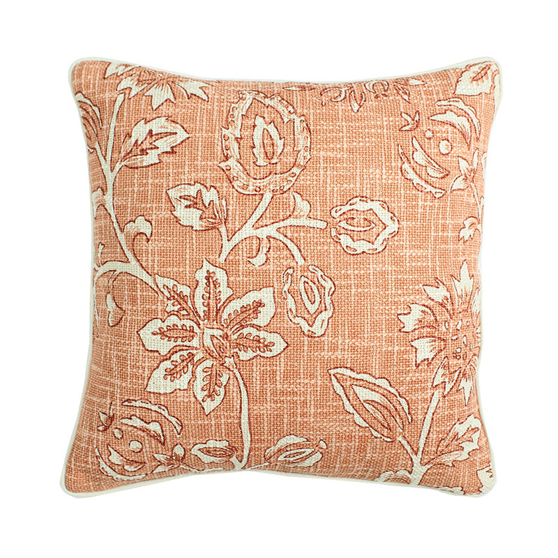 Imperial Petals Woven Cotton Cushion Cover (Peach) - Set Of Two media 3