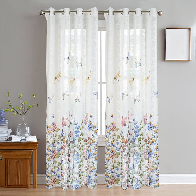 Transol Linen Texture Sheer Curtain - Set Of Two