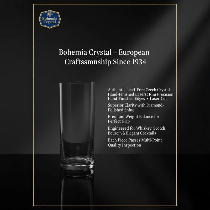 Melodia Bohemia Crystal Hi Ball Glass (300 ML) - Set Of Six media 4