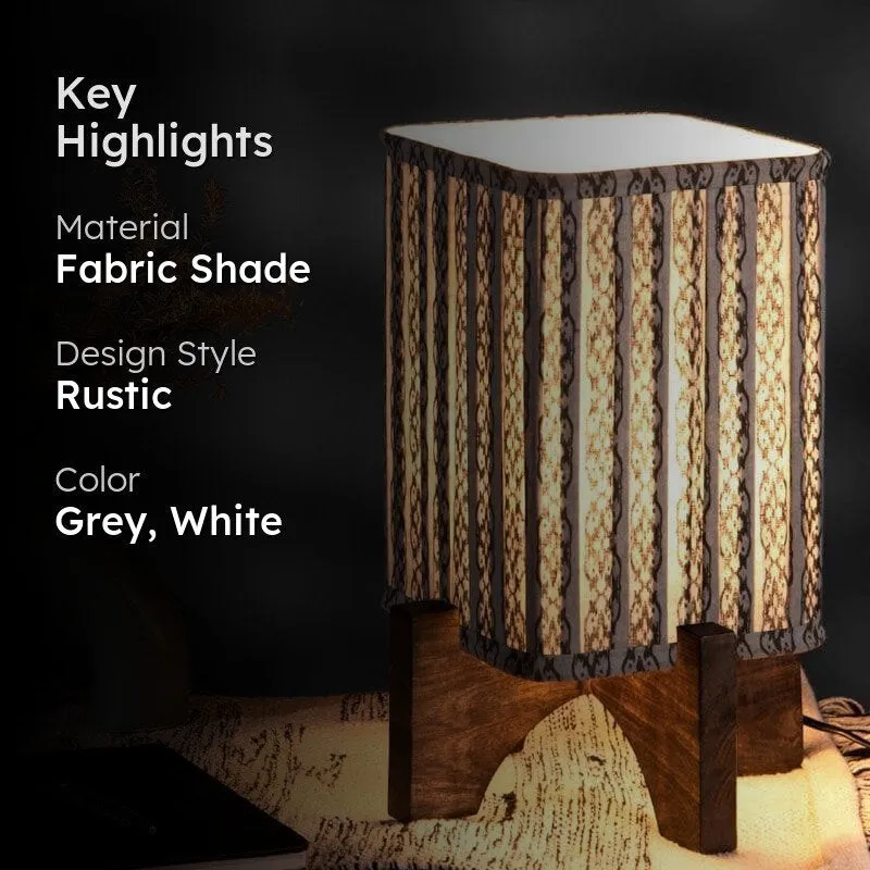 Ethnix Pleated Fabric Table Lamp - Grey,White media 2
