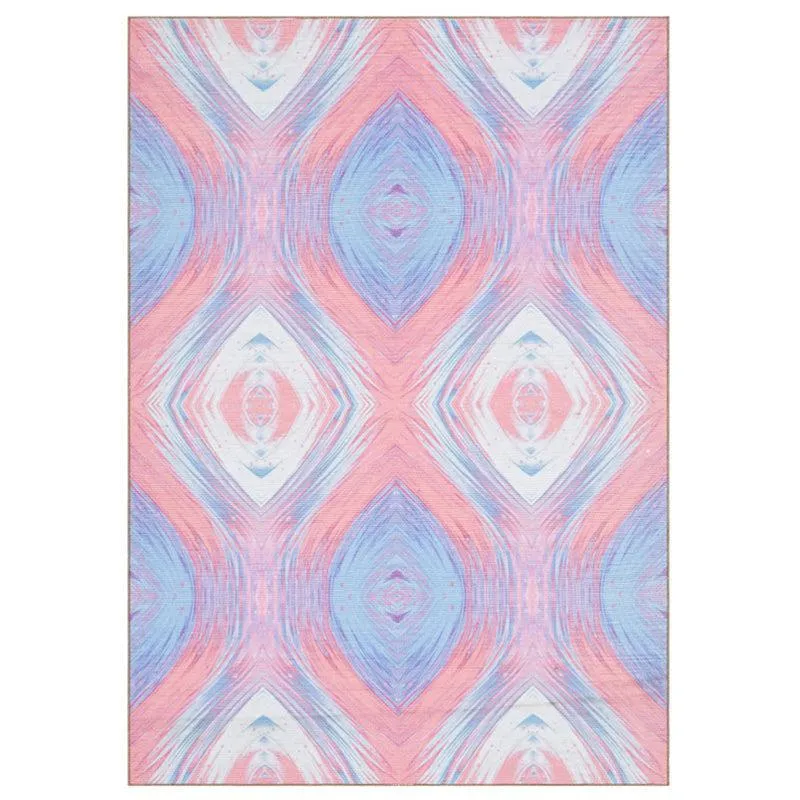 Durin Abstract Polyester Anti-Skid Carpet - Blue & Pink media 1