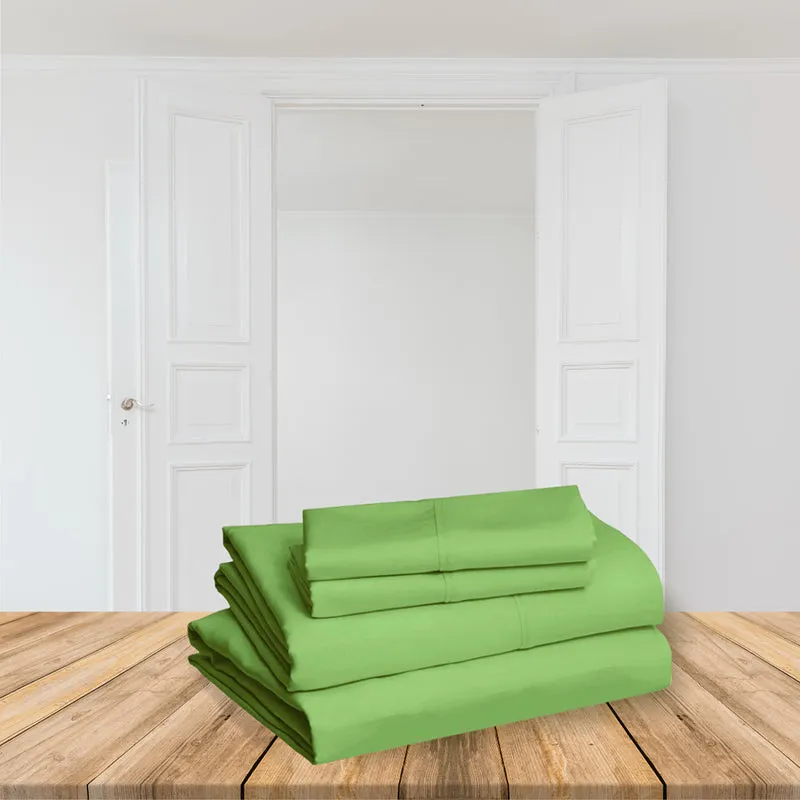 Moonweave Solid Cotton Bedsheet (Green) - 400 TC media 6