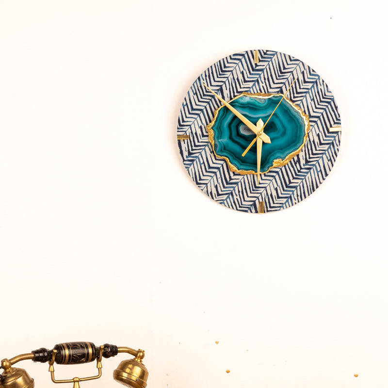 Azure Chevron MDF Wall Clock - Round media 3