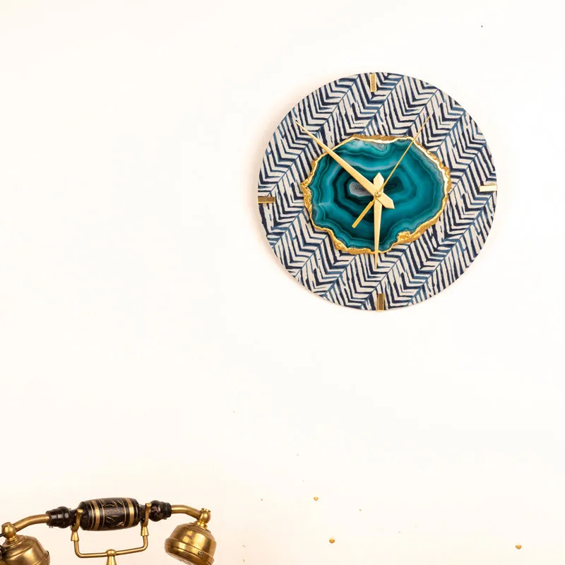 Azure Chevron MDF Wall Clock - Round media 3