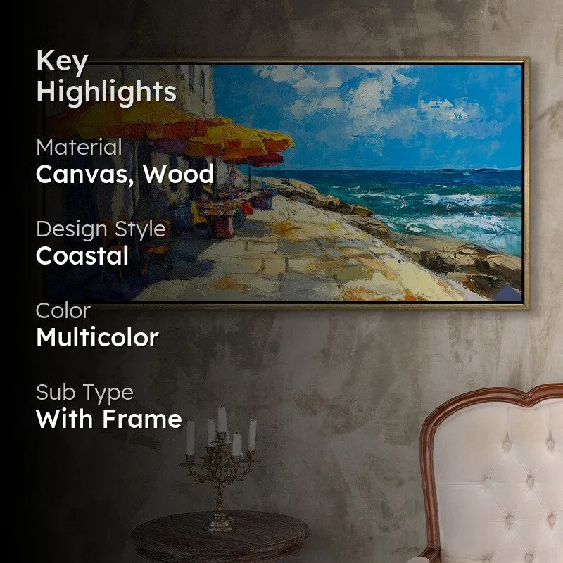 Cafe by the Coast Wall Painting With Frame media 2