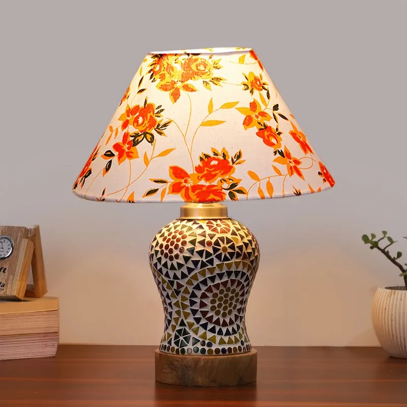 Aurenique Fleur Cone Wooden Table Lamp - Multicolor media 3
