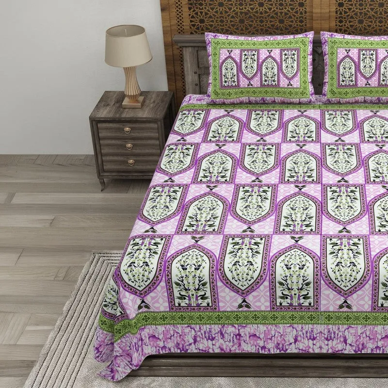 Rangza Cotton Bedsheet (Purple,Green) - 240 TC media 3