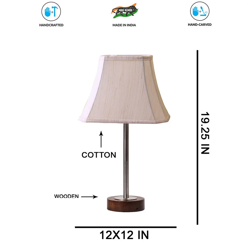 Ceylon Rodin Wooden Table Lamp - OffWhite,Silver,Brown media 7