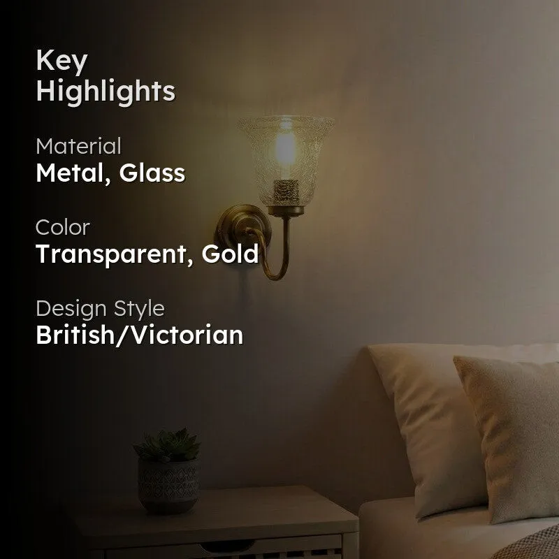 Warm Glow Golden Base Glass Wall Lamp media 2