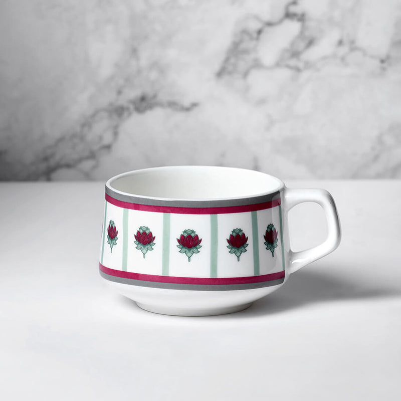India Circus Cherrywood Bone Chine Cup And Saucer Set (180 mL Each) - Set of Six media 5