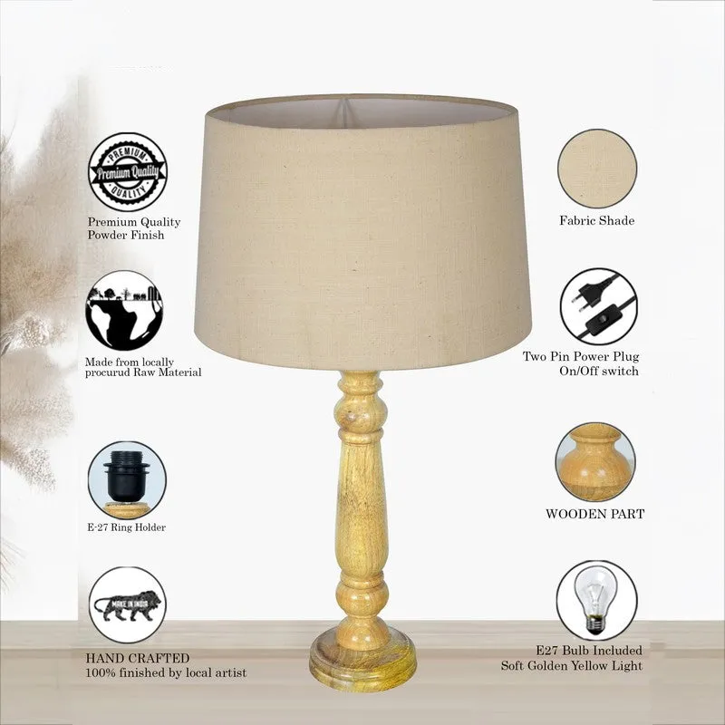 TranquilGlow Relaxing Wooden Table Lamp - Beige media 6