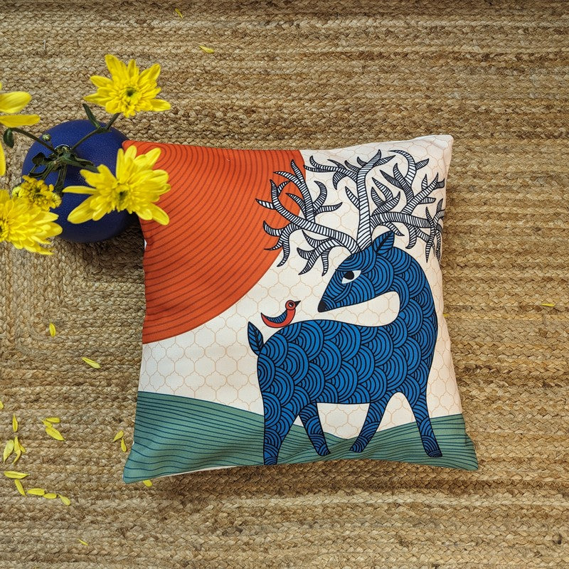 Sunset Deer Print Cushion Cover
