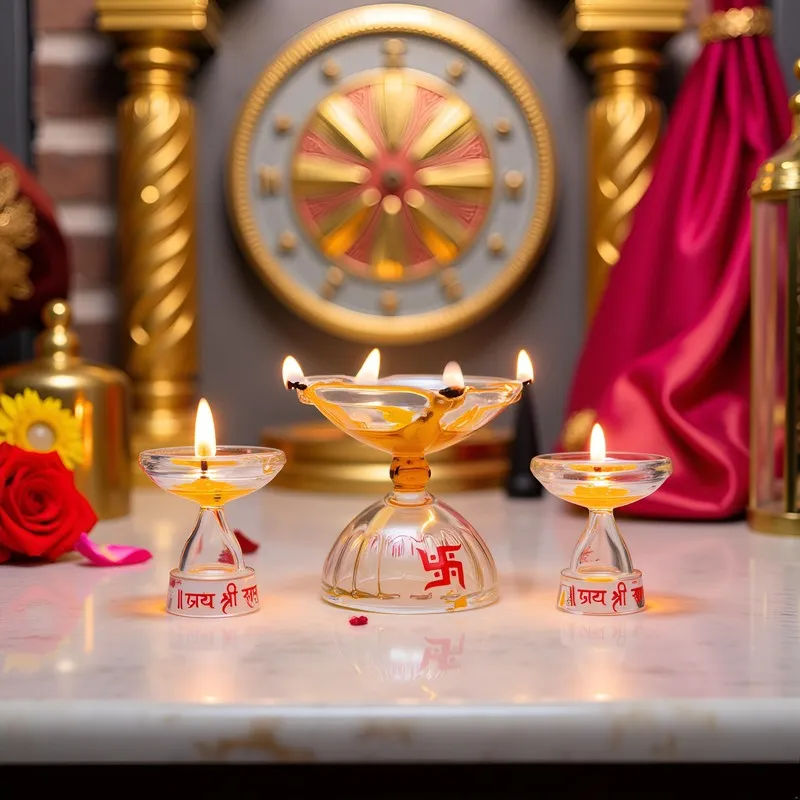 RadiantAura Designer Festive Diya - 3 Piece Set media 1