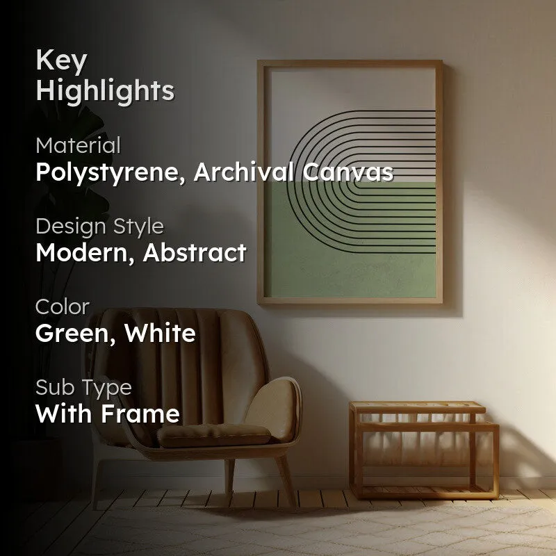 Cerchio Green Archival Canvas Wall Art - Natural Brown Frame media 2