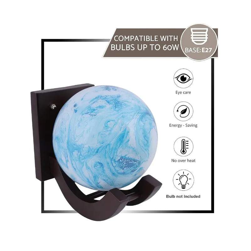 Globe Mosaic Moon LED Glass & Wooden Wall Lamp media 4