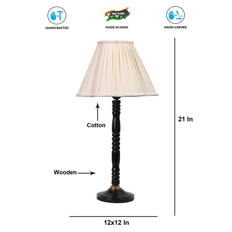 Foundry Light Table Lamp With Wooden Base - Ivory,Black media 4
