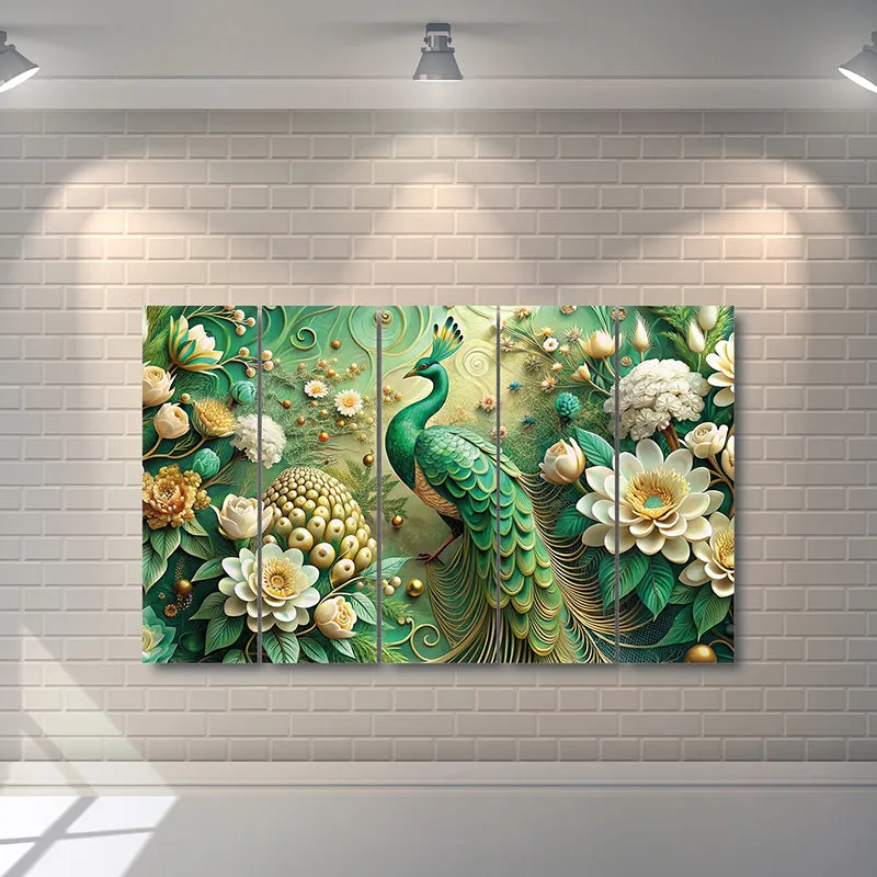 Ethereal Mayura Canvas Wall Art - Set Of Five media 3
