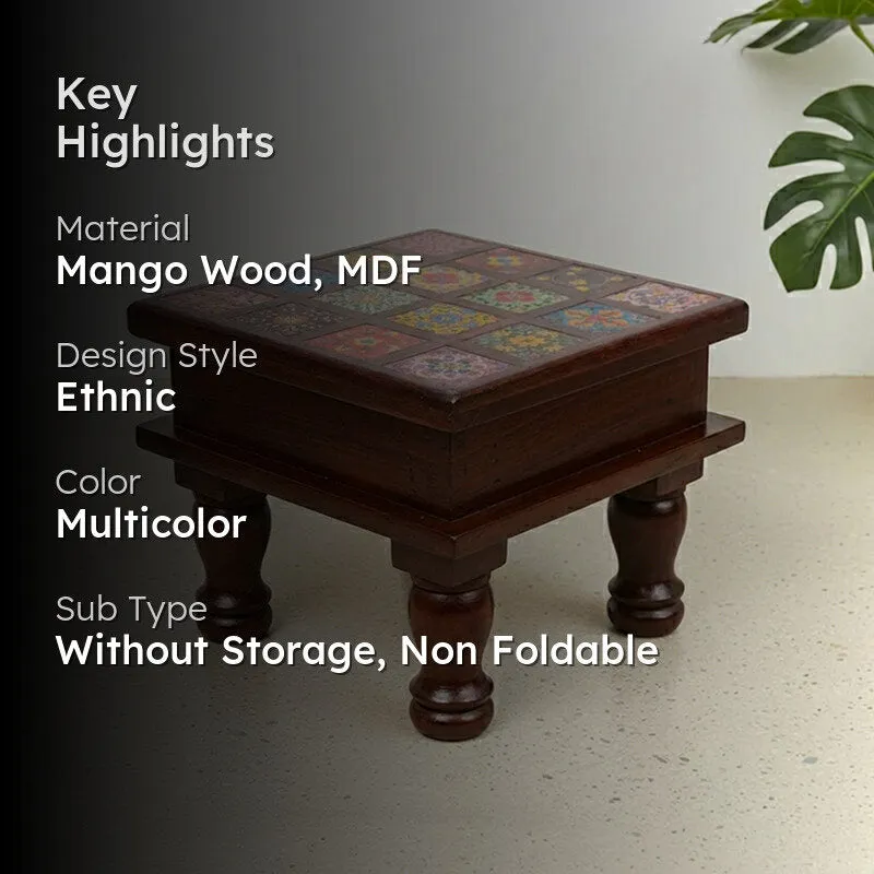 Athangudi Mango Wood & MDF Stool - 10 inch media 2