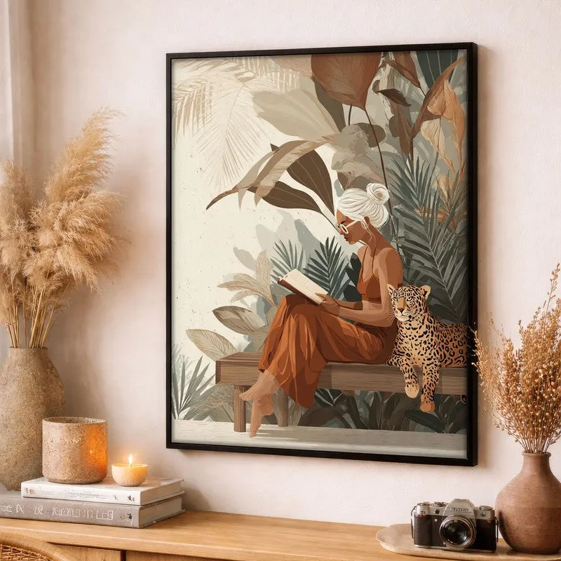Wild Reading Canvas Wall Painting - Black Frame media 3