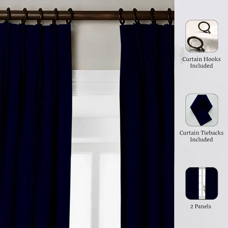 Esme Triple Pinch Pleat Short Width Curtain - Navy Blue media 5