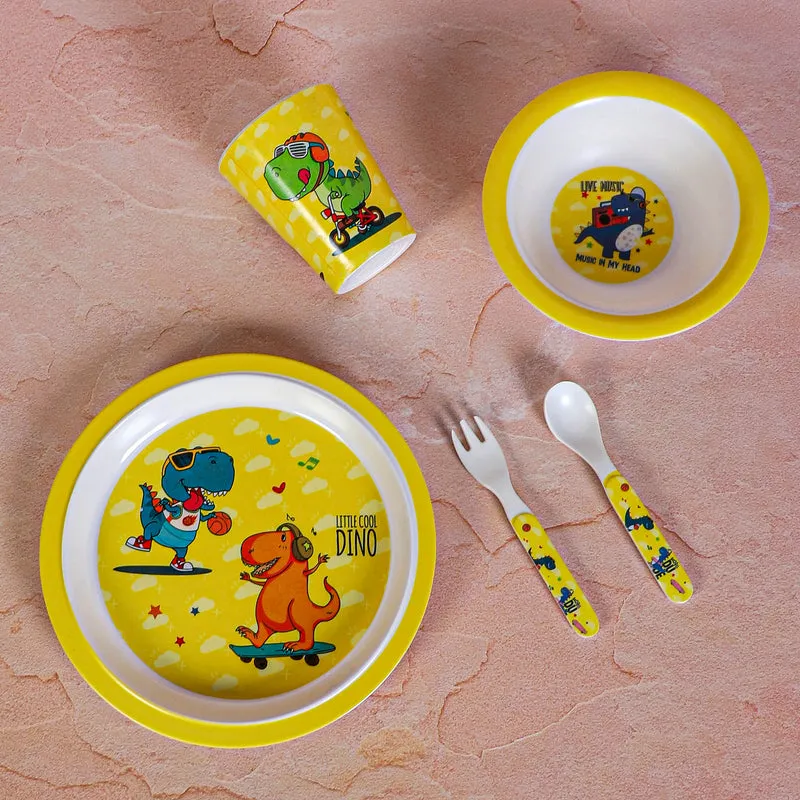 Dino Playtime Kids Dinner Set - Five Piece Set media 6