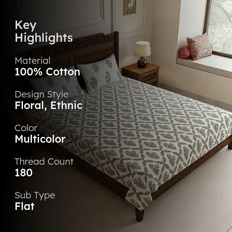 Malati Cotton Bedsheet (Taupe Grey, Brown) - 180 TC media 2
