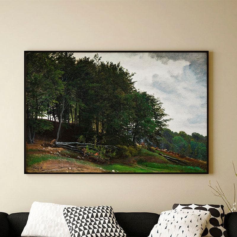 Forested Hills Canvas Wall Painting - Black Frame