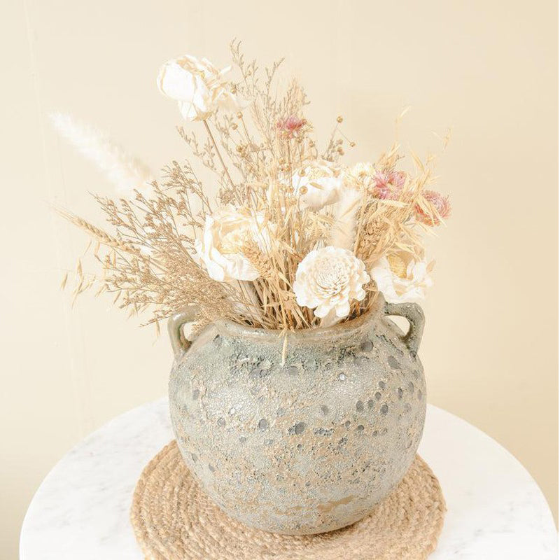Rustic Ceramic Vase with Dried Flower Bunch media 3