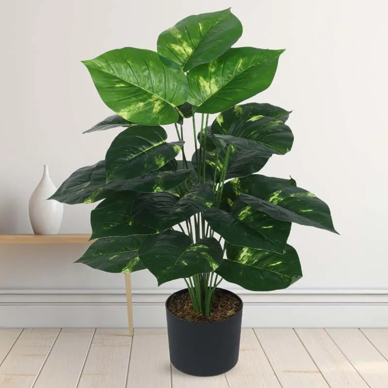 Faux Lush Pothos Plant With Black Plastic Pot - 2.6 Feet media 3