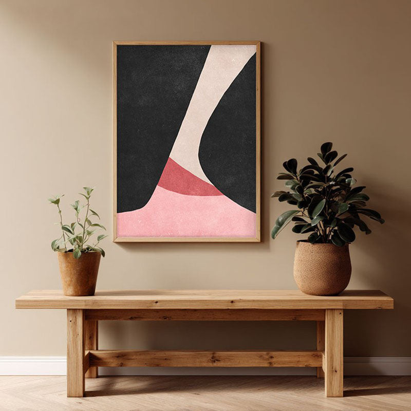 Blush In The Dark Framed Canvas Archival Canvas Wall Painting - Natural Brown Frame