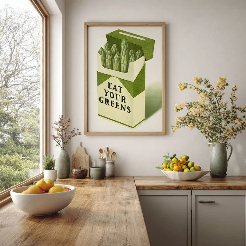 Eat Your Greens Archival Canvas Wall Art - Brown media 5