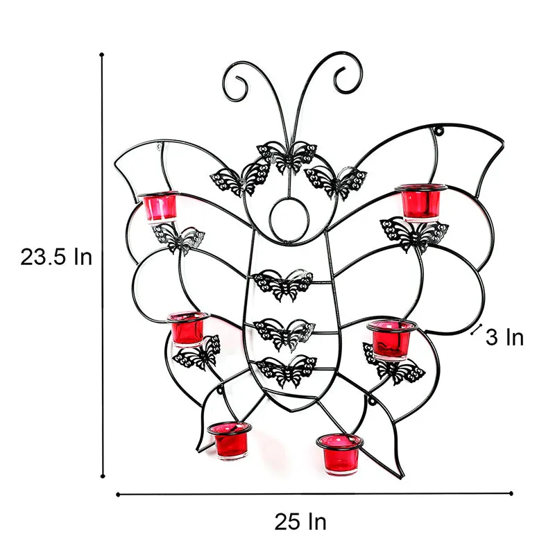 Sylva Wing Iron & Glass Tea Light Holder - Black media 5