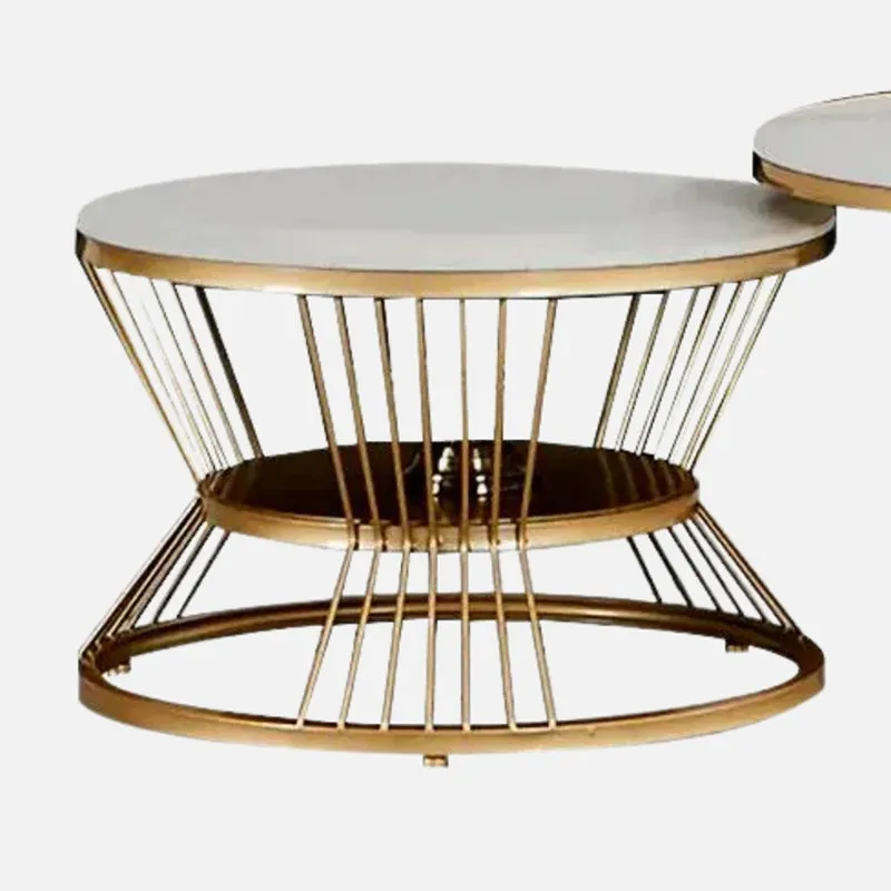 Phoenix Accent Table with Marble Top (Gold & White) - Set Of Two media 5