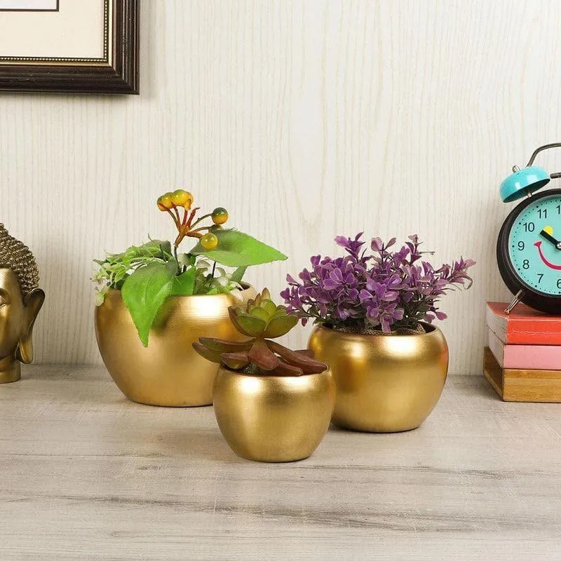 Applo Pine Planter (Gold) - Set Of Three media 3