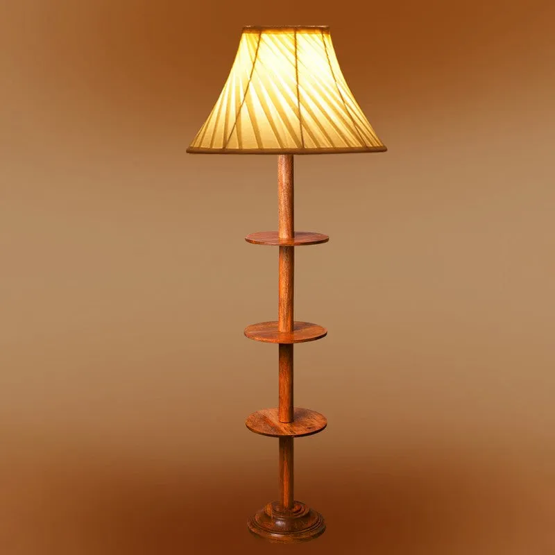 TierShimmer Conical Wooden Floor Lamp - White media 7
