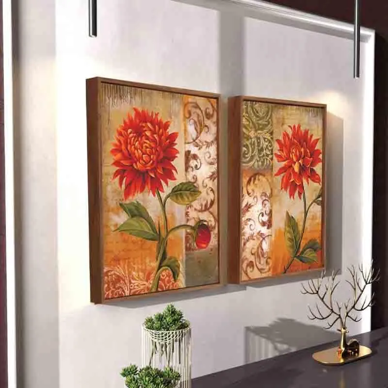 Red Dahlias Canvas Wall Art - Set Of Two media 3