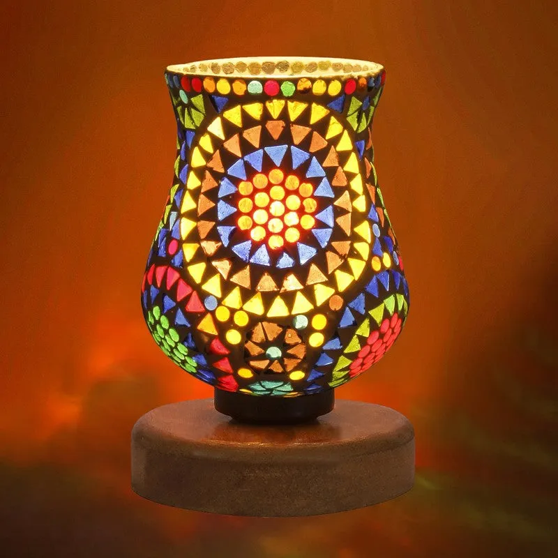 Glora Mosaic Glass Table Lamp With Wooden Base - Multicolor media 7