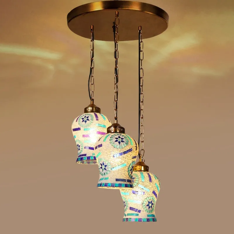 Coloraura Glow Glass Ceiling Lamp - White & Blue media 4