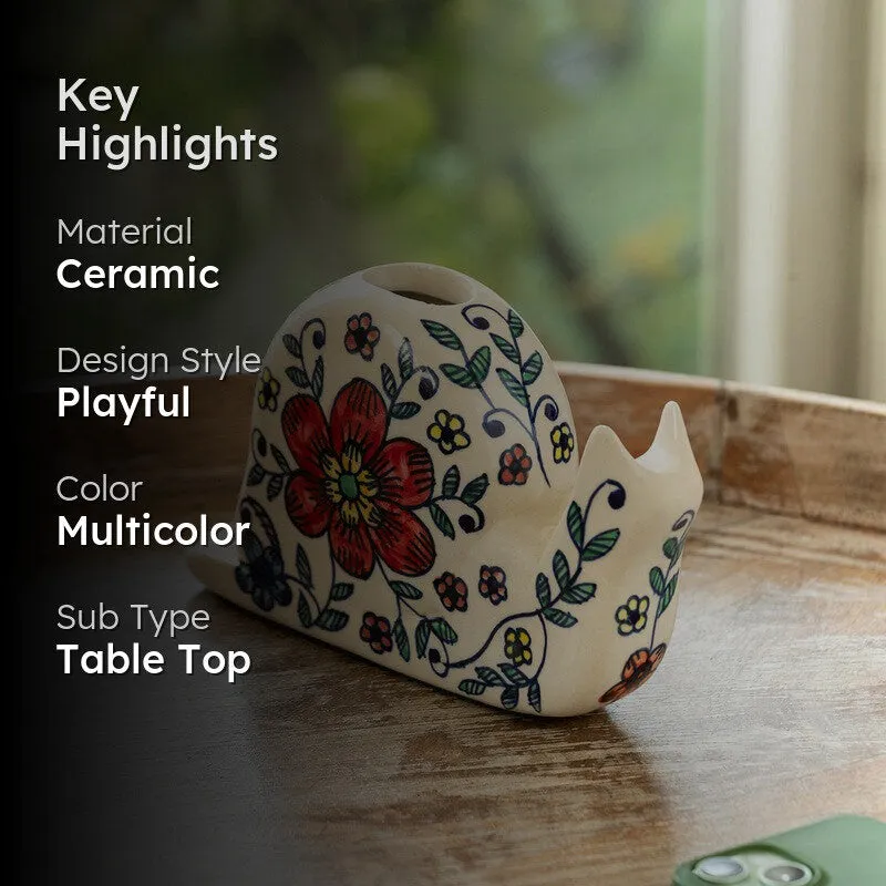 Floral Snail Handpainted Ceramic Showpiece media 2