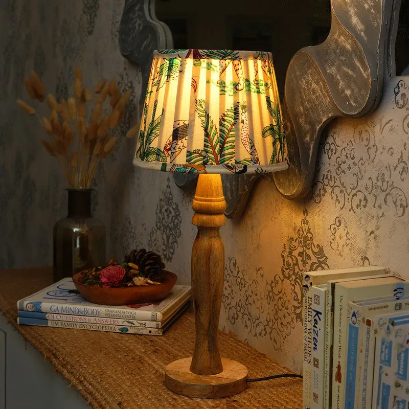 Palmera Wooden Base Cotton Table Lamp - Multicolor media 1