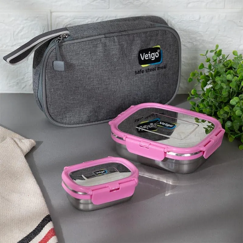Delica Pink Lunch Box With Pouch (550/150 mL) - Two Piece Set media 6