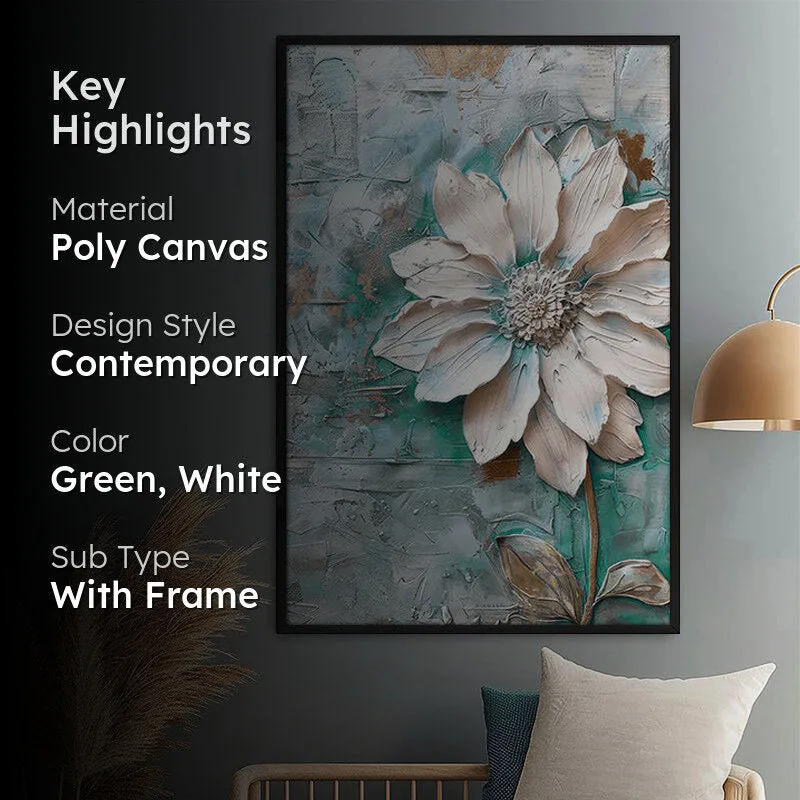 Frosted Elegance Floral Poly Canvas Wall Painting With Frame media 2