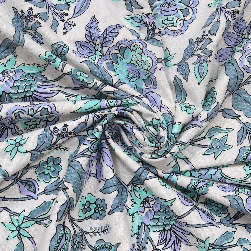 Miksha Floral Cotton Bedsheet (Blue) - 210 TC media 6