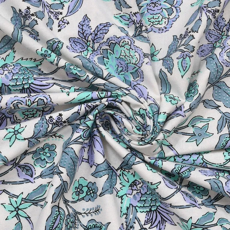 Miksha Floral Cotton Bedsheet (Blue) - 210 TC media 6